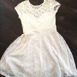 Cream, lace above knee dress